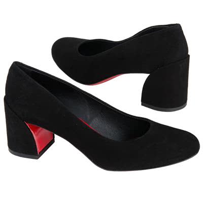 Замшевые женские туфли черного цвета на каблуке 7.5 см B-0755-02czarny zam