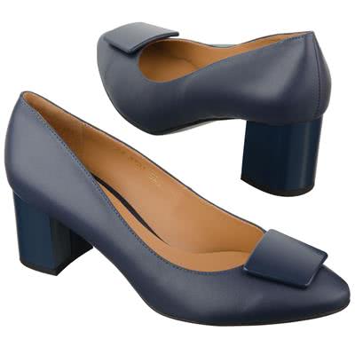 Синие женские туфли из натуральной кожи на каблуке 6 см AN-3753 evening cheri