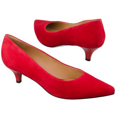 Классические красные женские туфли из натуральной замши на каблуке 5 см An-3668 PRADA ZAM