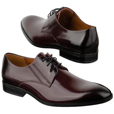 Шикарные мужские туфли из натуральной кожи бордового цвета на шнурках C-9134-0412-M5S02