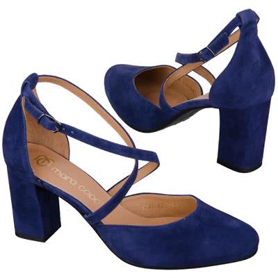 Синие замшевые женские босоножки с ремешками на каблуке 7.5 см MC-4285/831/896 WEL DENIM