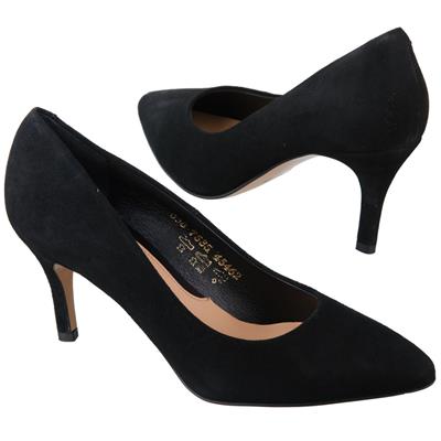 Стильные женские замшевые туфли черного цвета на каблуке 7.5 см MC-7535/225/070 NERO WEL