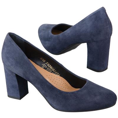 Удобные замшевые женские туфли синего цвета на каблуке 7.5 см AN-7336/831/896 WEL 1546