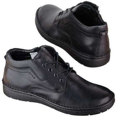 Осенние мужские ботинки из натуральной кожи черного цвета с молнией KR-6765-1-4
