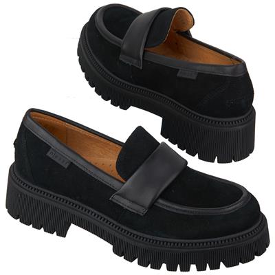 Черные замшевые женские ботинки с толстой тракторной подошвой 4 см NS-22391 czarny 19