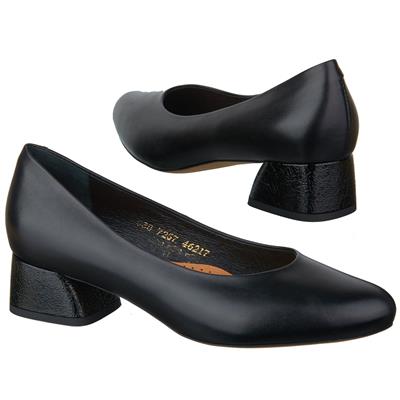 Черные женские туфли из натуральной кожи с анатомической стелькой на каблуке 3.5 см MC-7257/404/027 NERO+(AYDOS)
