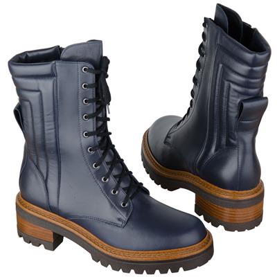 Высокие женские зимние ботинки из натуральной кожи со шнуровкой на шерсти MC-2763/523/523 GRANAT OW