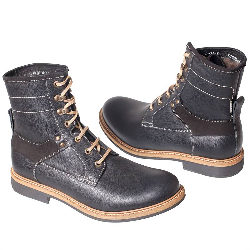 Мужские зимние кожаные высокие ботинки на натуральном меху в интернет  магазине Kwinto - товара нет в наличии