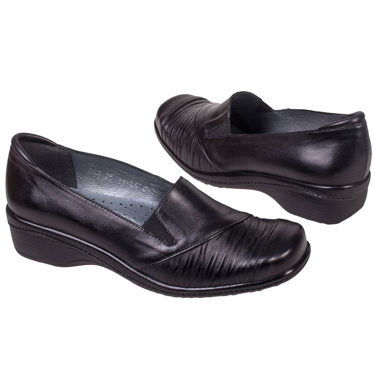 Черные женские ортопедические ботинки на танкетке без шнурков купить винтернет магазине Kwinto