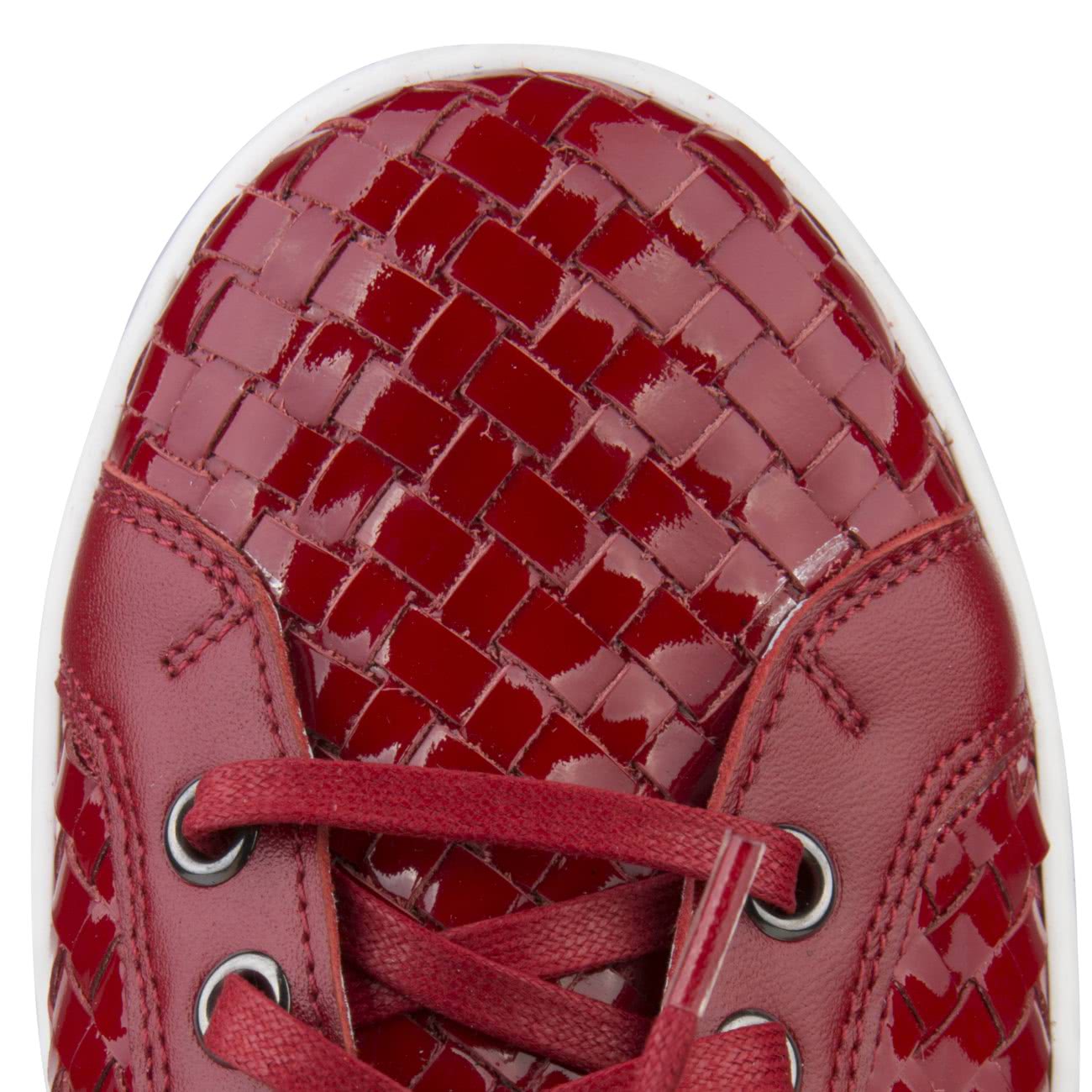 Красные лаковые женские кроссовки из натуральной кожи с белой подошвой  купить в интернет магазине Kwinto