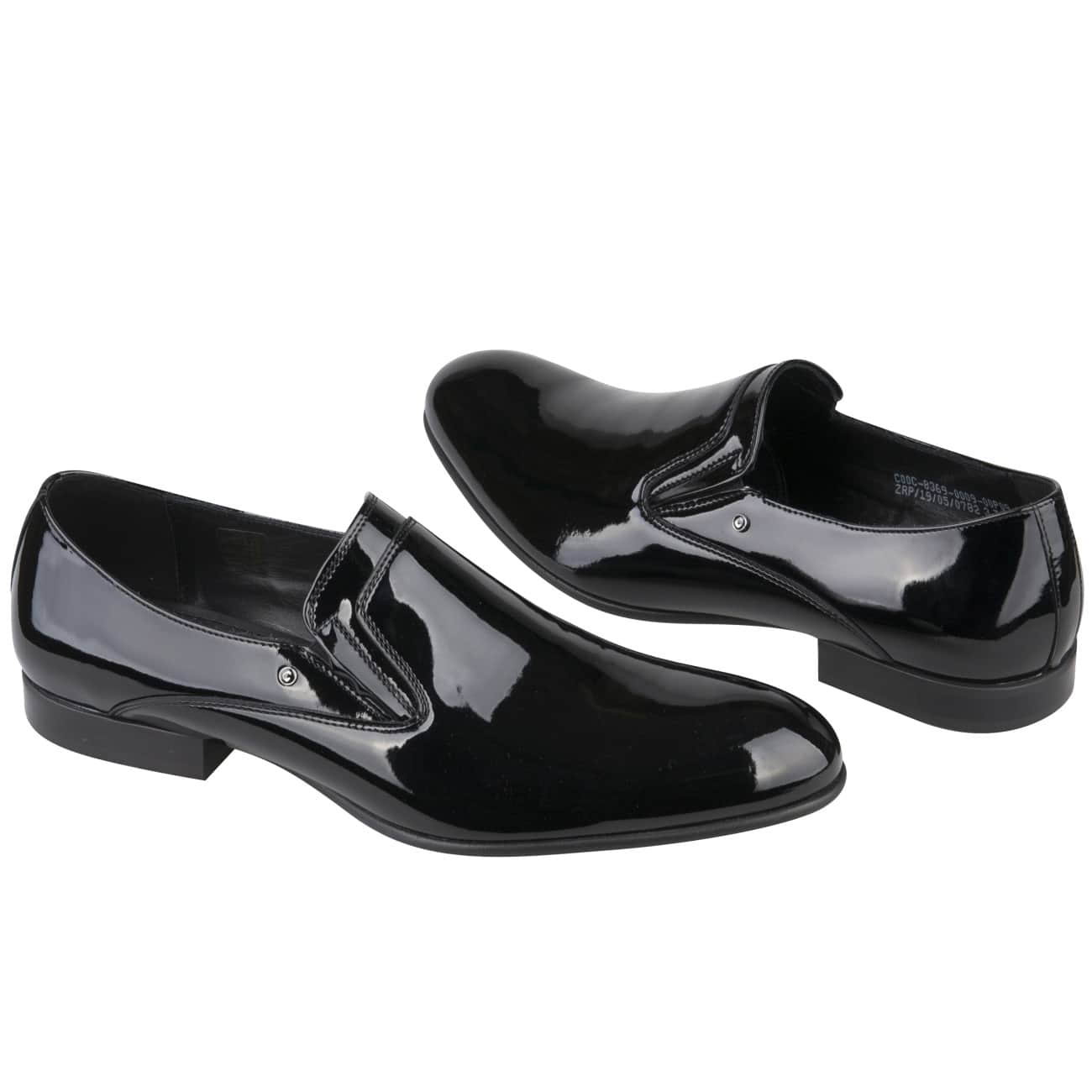 Кожаные лаковые мужские туфли черного цвета без шнурков купить в интернетмагазине Kwinto - товара нет в наличии