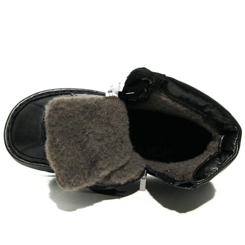 Черные высокие зимние ботинки из натуральной кожи на шерсти купить винтернет магазине Kwinto