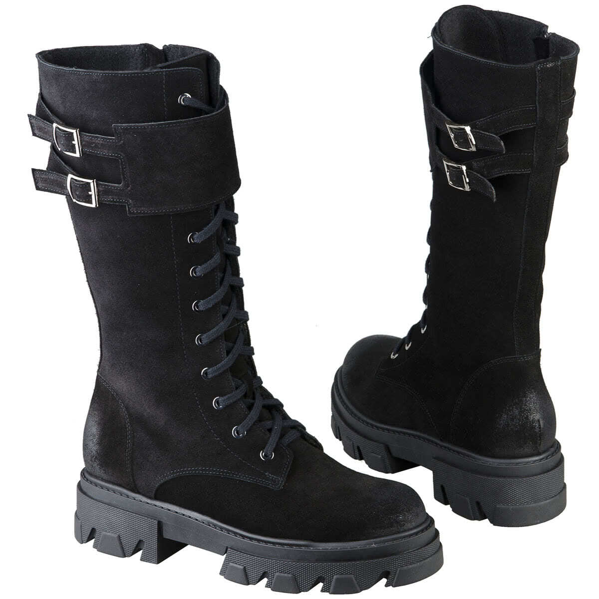 Модные высокие зимние сапоги женские на шнуровке с толстой подошвой 5 см  купить в интернет магазине Kwinto