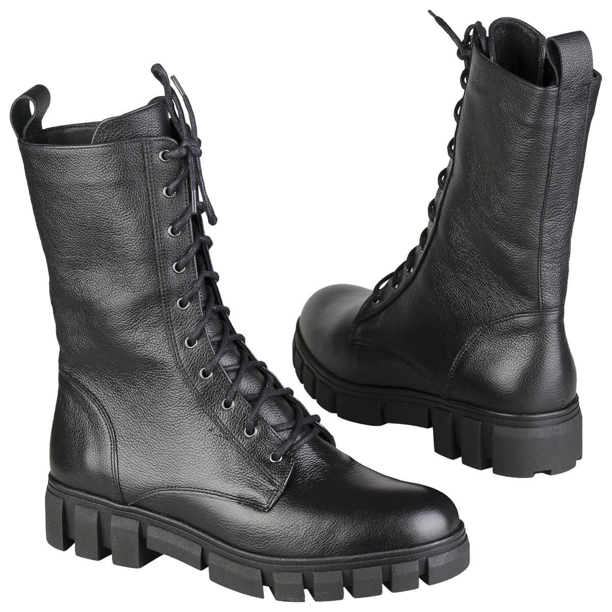 Зимние женские высокие ботинки на шерсти со шнуровкой с высотой подошвы 4см купить в интернет магазине Kwinto