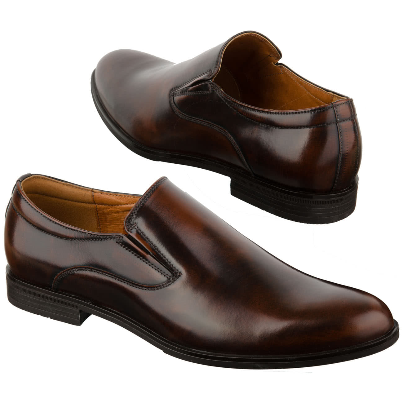 Туфли на резинке. Летние мужские туфли из натуральной кожи Conhpol с-6878-0727-00s02 Braz. Туфли мужские классические коричневые. Весенние туфли мужские коричневые. Офицерские туфли.