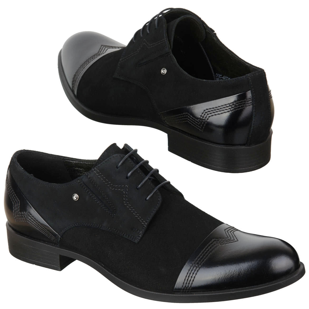 Шикарные мужские туфли из замши с кожей черного цвета на шнурках купить в  интернет магазине Kwinto